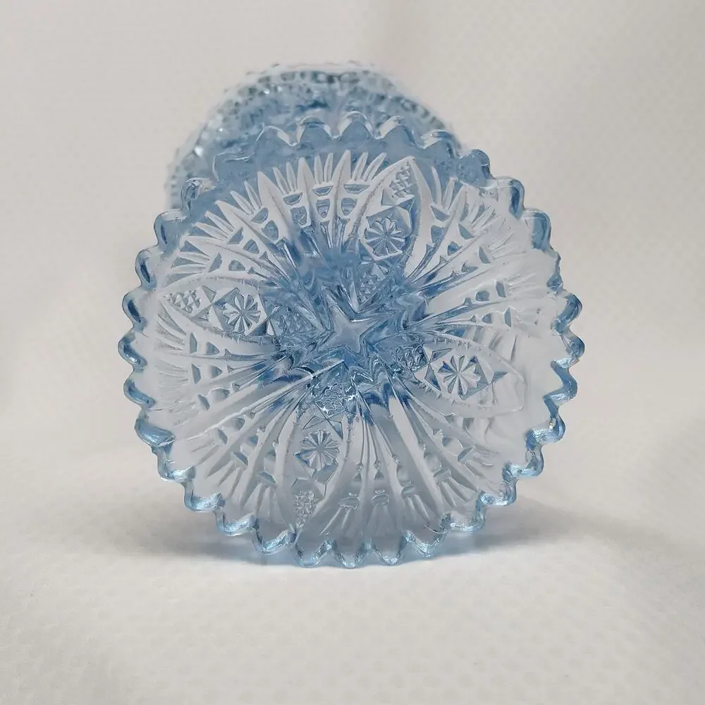 Imperial Glass Blue Octagon Hobstar 536 Footed Vase Art Deco 1930s Vintage